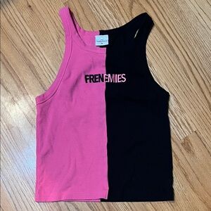 Teddy Fresh Frenemies Pink and Black Split Tank Top